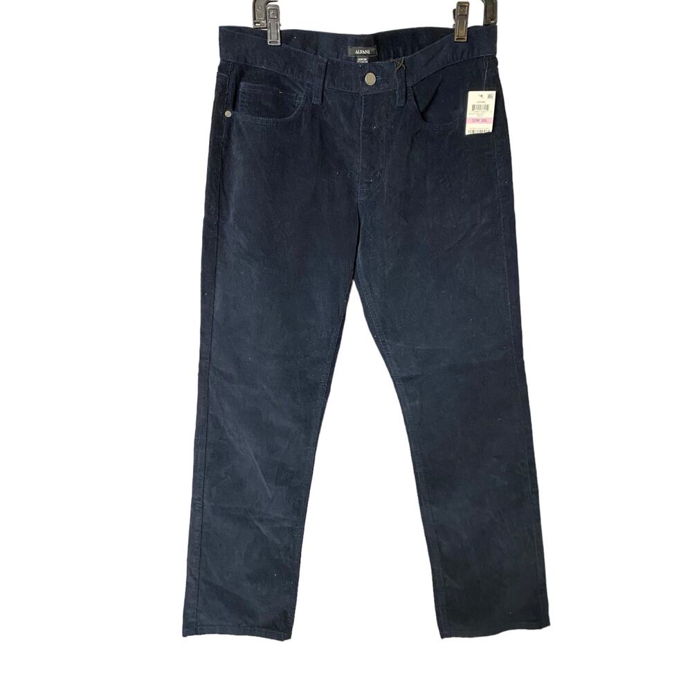 NWT Alfani Corduory Jeans Pants 32x30 Men Black Straight Leg Regular Fit Stretch